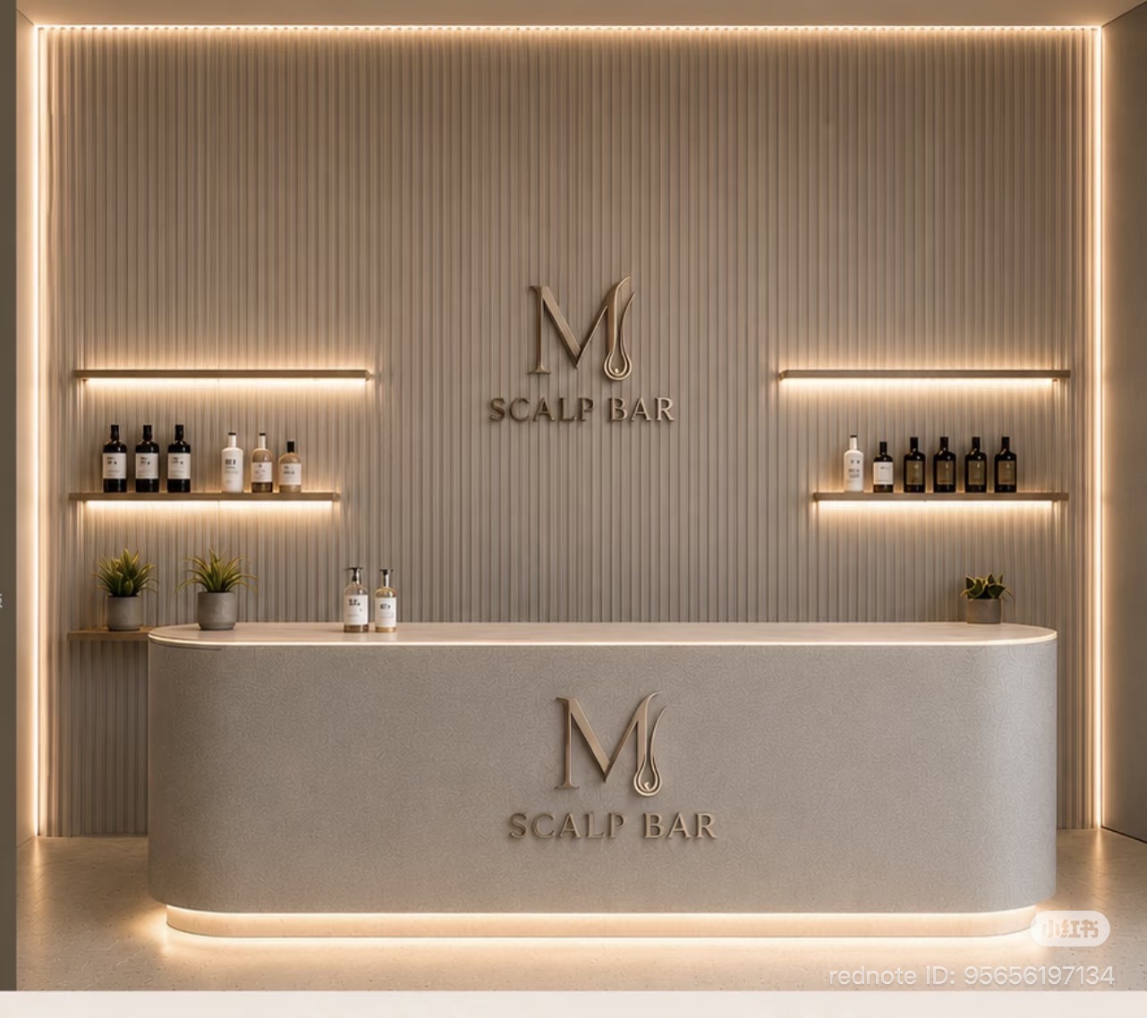 M Scalp Bar reception and product display